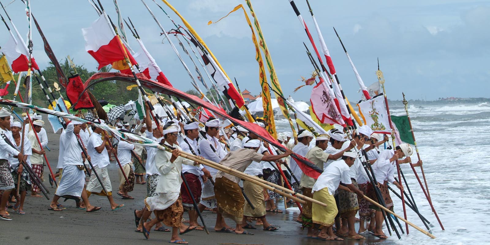 Melasti ceremony in Seseh Beach